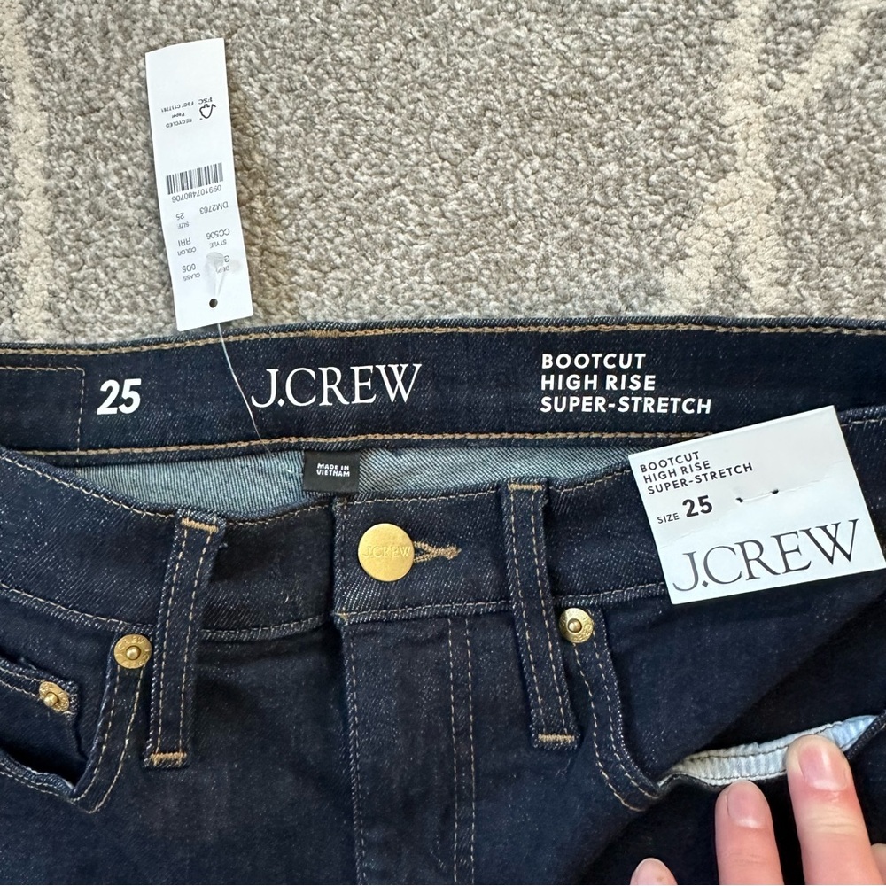 J. Crew Dark Wash High Rise Bootcut Super Stretch Jeans NWT - Picture 4 of 5